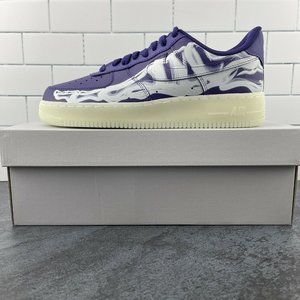 Nike Air Force 1 Low Size 8.5 Halloween Court Purple Skeleton Glow in Dark Soles
